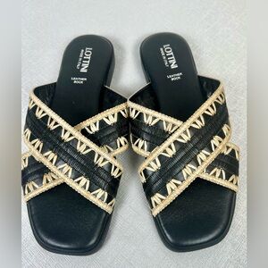 Lottoni Black and Beige Crossover sandals never worn size 38‎ Leather Sock